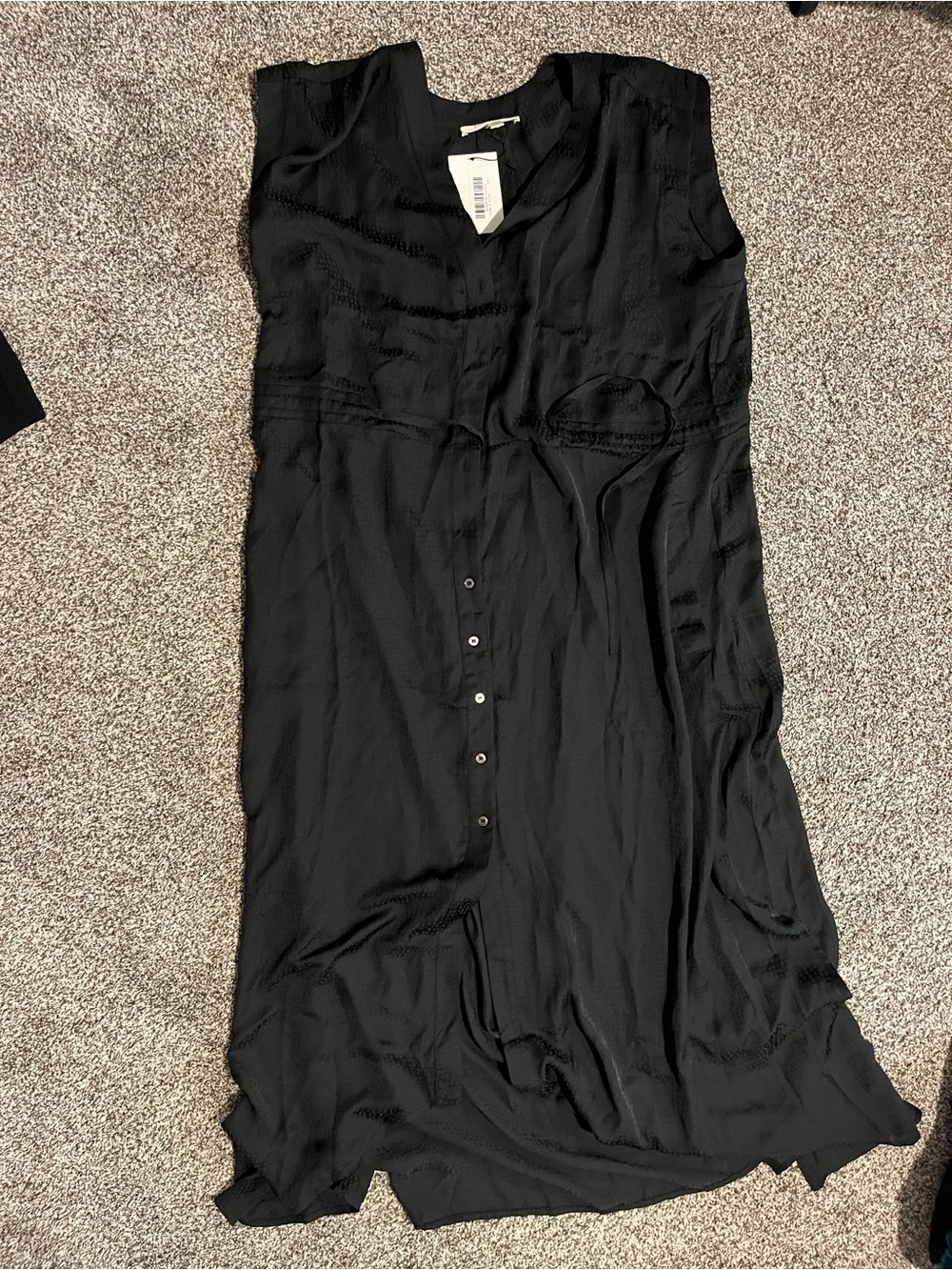 Sleeveless Black Midi Button-Front Dress